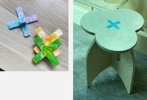 INJECTION PRODUCT WITH MOULDING - MIXED USED FURNITURE - WOOD + UPCYCLED PLASTIC